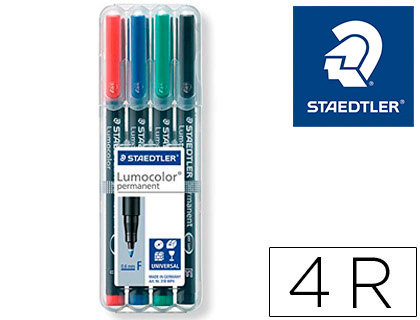 4 rotuladores retroproyección Staedtler Lumocolor 318 punta fina tinta color